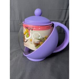 Teapot Lavender with Glass 5 Cup New!